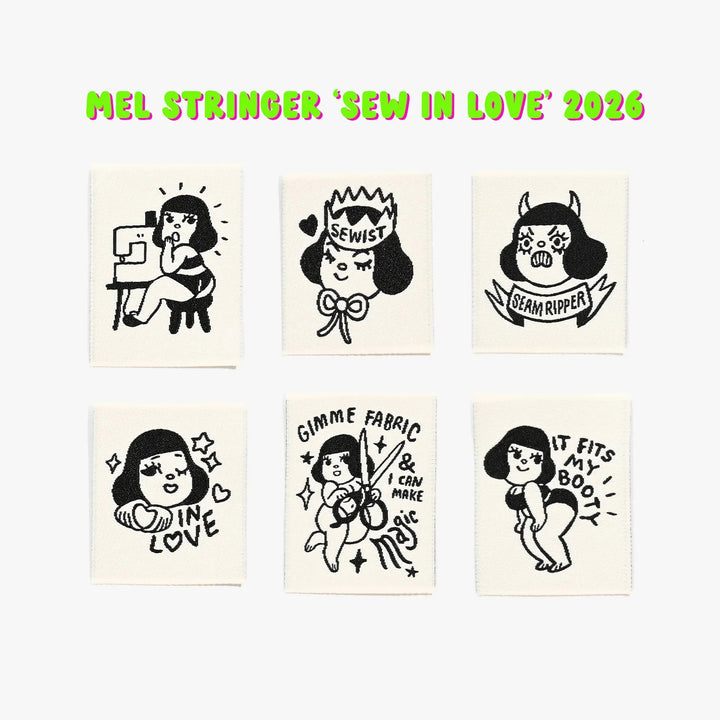 Webetiketten von Mel Stringer &amp; KATM: Sew-In Love + Feeling Yourself (12 Label)