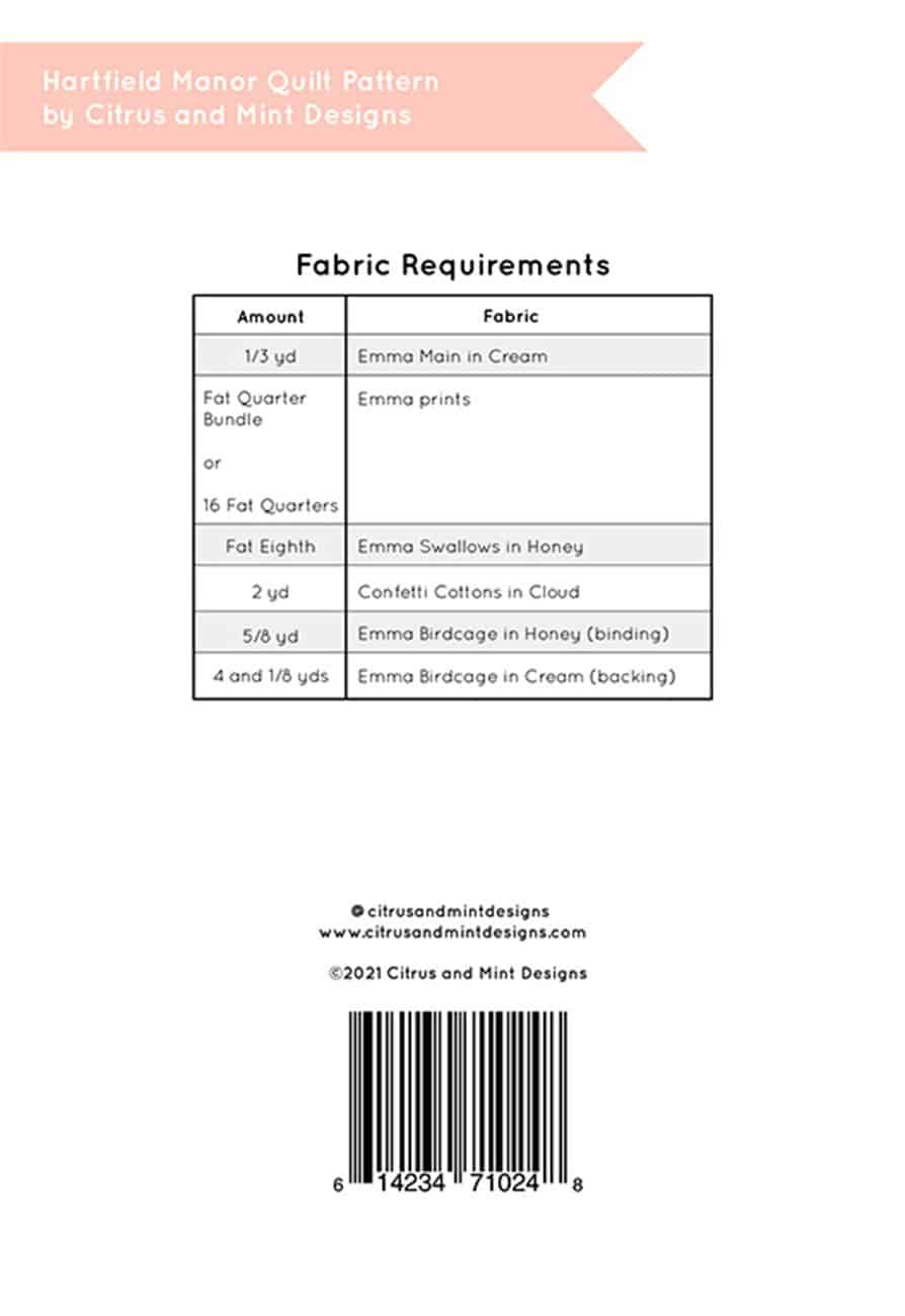 Papier-Schnittmuster "Hartfield Manor Quilt" (englisch)