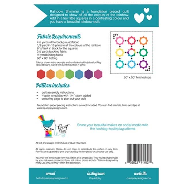 Riley Blake-Papierschnittmuster Quilt "Rainbow Shimmer" von Lea Kristy (englisch)