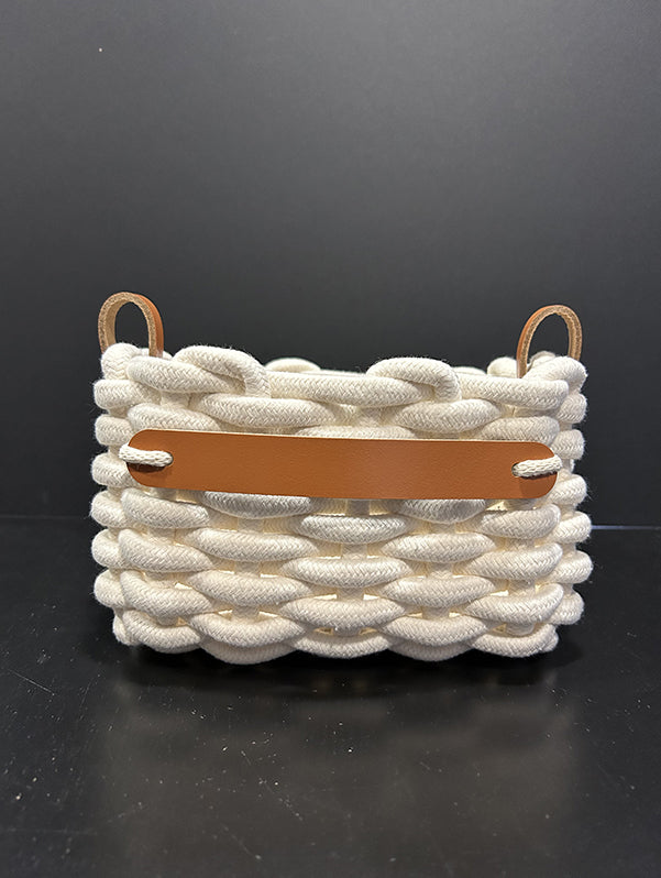 Miyako - Echtlederriemen als Korbgriff mit 2 Schrauben in Silber - 17cm