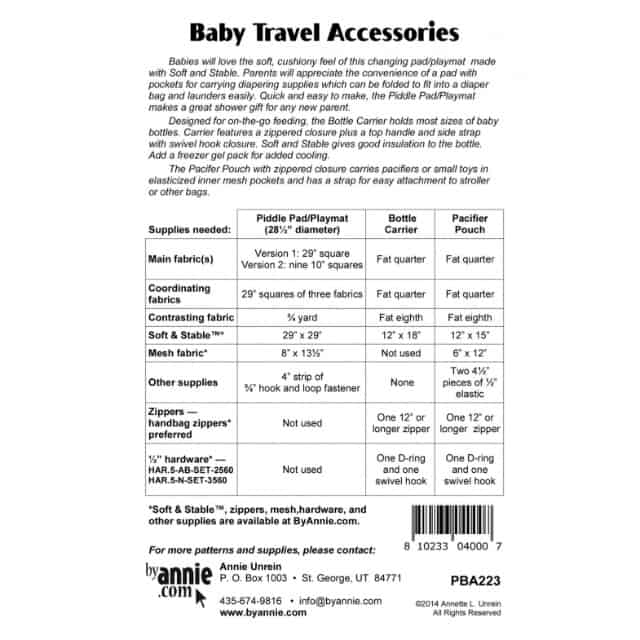 Schnittmuster by Annie "Baby Travel Accessories" englisch