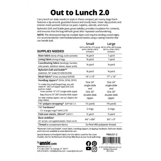 Schnittmuster by Annie "Out to Lunch 2.0" (englisch)