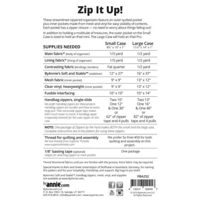 Schnittmuster by Annie "Zip It Up!" englisch
