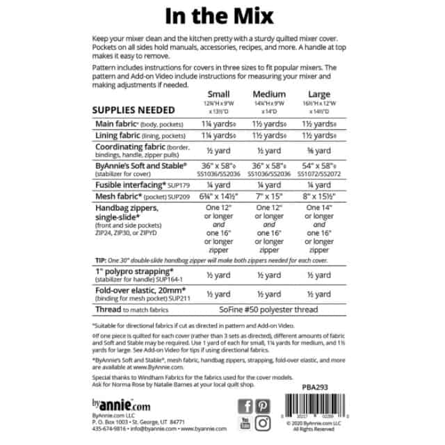 Schnittmuster by Annie "In the Mix" englisch