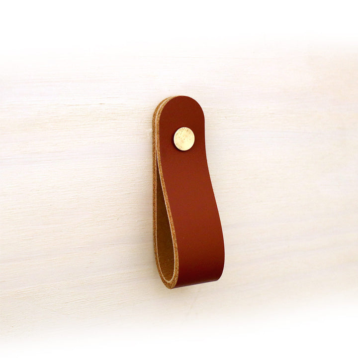 Miyako - Echtlederriemen als Korbgriff mit 2 Schrauben in Braun/Maron - 17cm