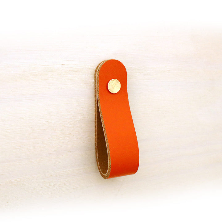 Miyako - Echtlederriemen als Korbgriff mit 2 Schrauben in Orange - 17cm
