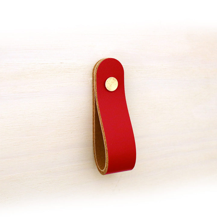Miyako - Echtlederriemen als Korbgriff mit 2 Schrauben in Rot - 17cm