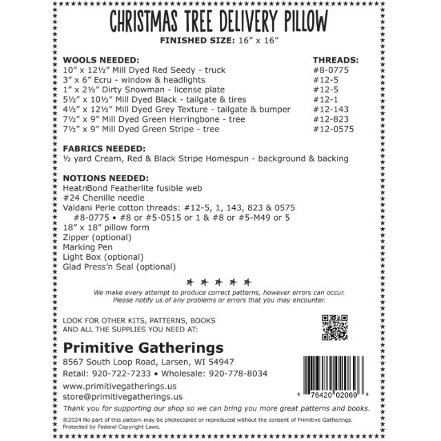 Schnittmuster Kissen "Christmas Tree Delivery Pillow" von Lisa Bongean/Primitive Gatherings (Englisch)