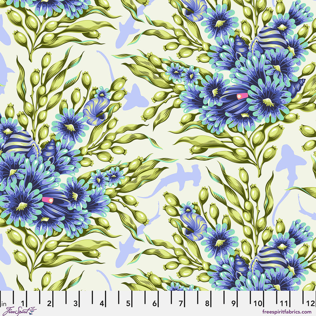 Tula Pink - Floral Reef - Shadow Sharks in Marine