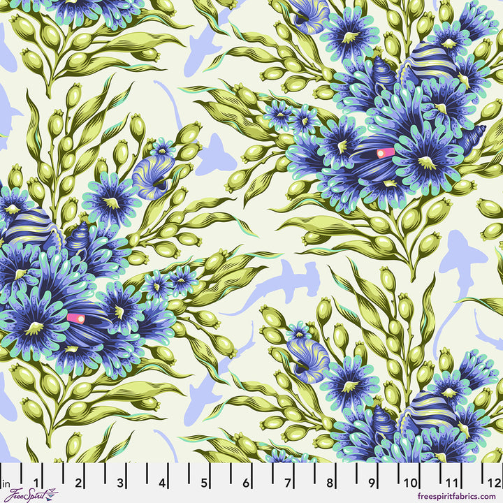Tula Pink - Floral Reef - Shadow Sharks in Marine