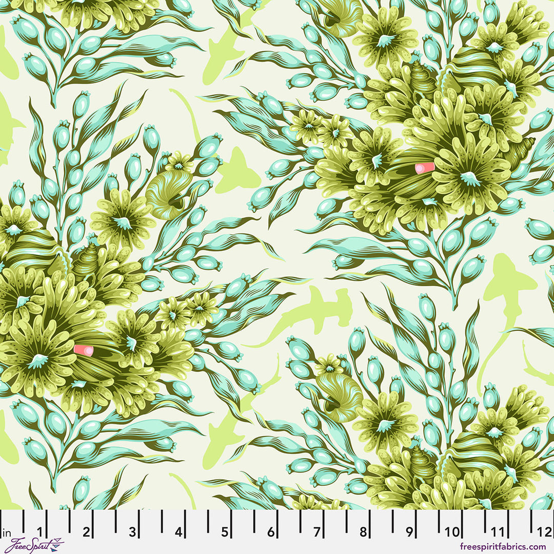 Tula Pink - Floral Reef - Shadow Sharks in Seagrass