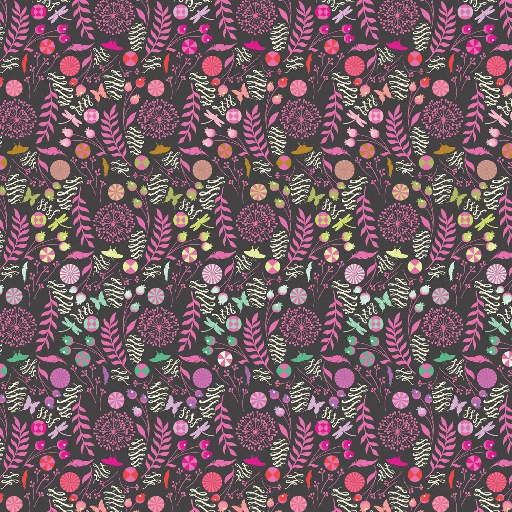 Tula Pink - Prince Charming Déjà Vu - Dandelion in Licorice