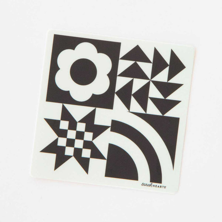 Sticker von Sarah Hearts: Black and White Quilt Block