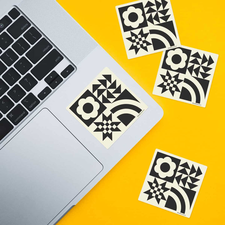 Sticker von Sarah Hearts: Black and White Quilt Block