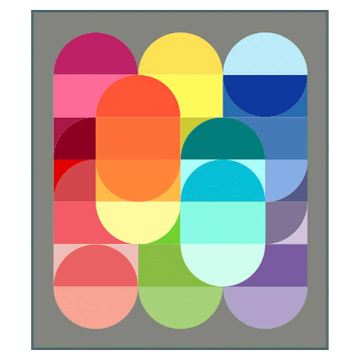 Modern Retro Quilt Kit 8 - Rainbow - Größe: Babyquilt, Rückseite: Rückseite A