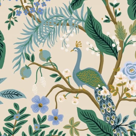Rifle Paper Co. - Vintage Garden - Peacock - Cream Metallic (Canvas)