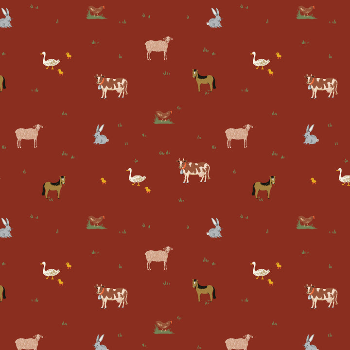 Rifle Paper Co. - Gracie - Farm Animals in Crimson