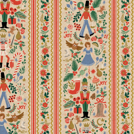 Rifle Paper Co. - Holiday Classics - Holly Jolly Nutcracker in Cream And Metallic Gold (CANVAS)