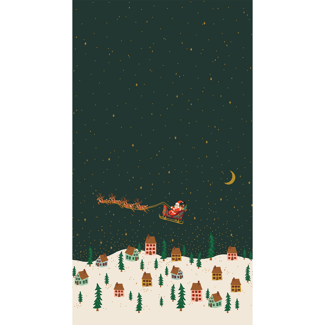 Rifle Paper Co - Christmas Classics 2026 - Santa Sleigh in Evergreen Metallic