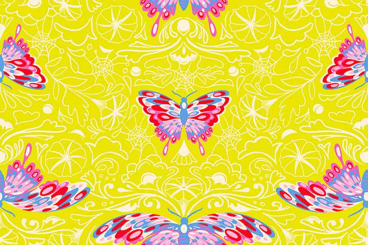 Ruby Star Society - Sarah Watts - Glow Garden - Floral Butterflies in Citron
