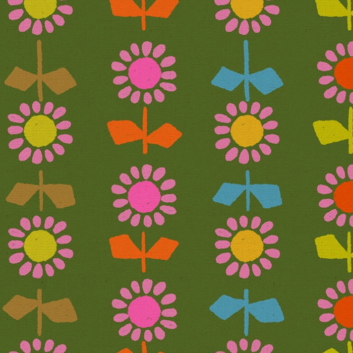 Ruby Star Society - Alexia Abegg - Catnap - Daisy Stripe in Sarah Green (Canvas)