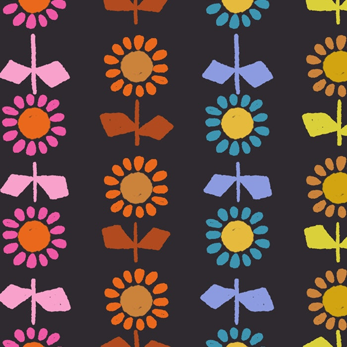 Ruby Star Society - Alexia Abegg - Catnap - Daisy Stripe in Black (Canvas)