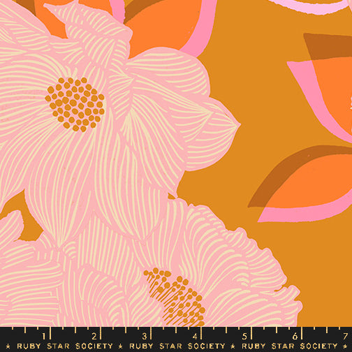 Ruby Star Society - Favorite Flowers - Blooming Wideback in Turmeric (Extrabreiter Rückseitenstoff) - Reststück 70cm