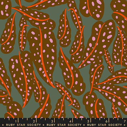 Ruby Star Society - Collaborative Collection - Calathea - Overlapping Leaves in Cocoa