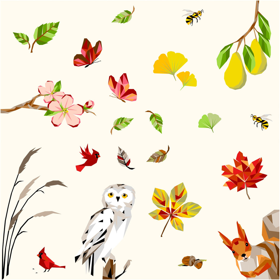 Nähgang Sampler 2025 "Four Seasons" - Hintergrundfarbe Creme - Quadratische Größe - Lieferzeit 3 Wochen