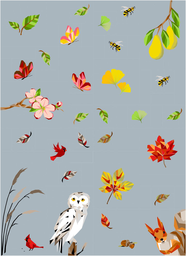 Nähgang Sampler 2025 "Four Seasons" - Hintergrundfarbe Blau - Schlafgröße - Lieferzeit 3 Wochen