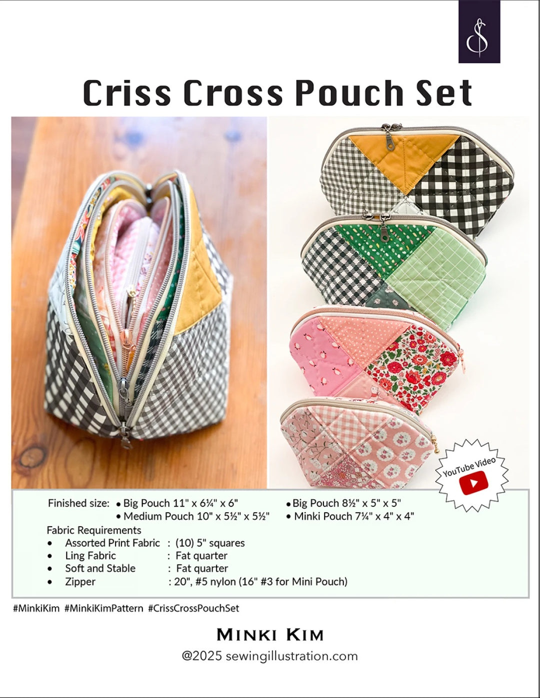 Schnittmuster Tasche "Criss Cross Pouch Set" von Sewing Illustration (englisch)