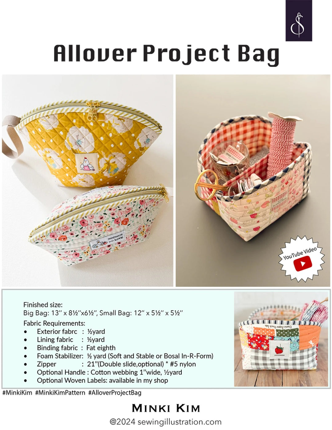 Schnittmuster Tasche "Allover Project Bag" von Sewing Illustration (englisch)