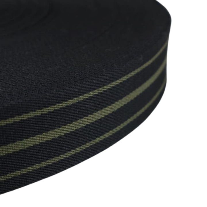 Gurtband Stripes in Caviar/Forest Night 40mm