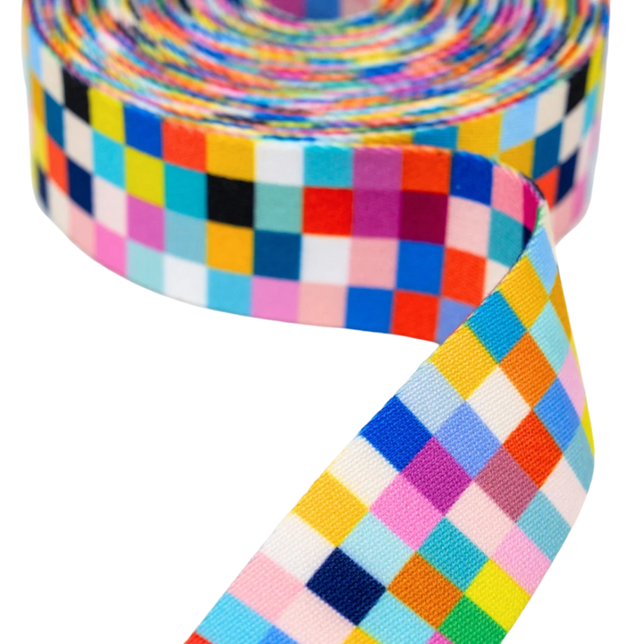 Gurtband - Das mach ich nachts Eigenproduktion - 38mm - Pixel in Bunt - 5 Meter