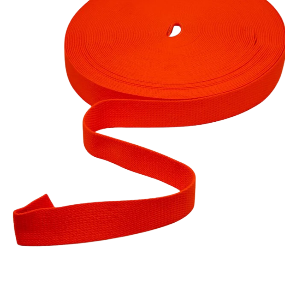 Gurtband 40mm Mit Hahnentritt Struktur in Neon Orange
