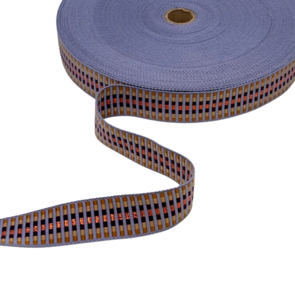 Gurtband 40mm Metallic Gestreift in Lila - Braun - Hellbraun - Dunkel Violett - Kupfer