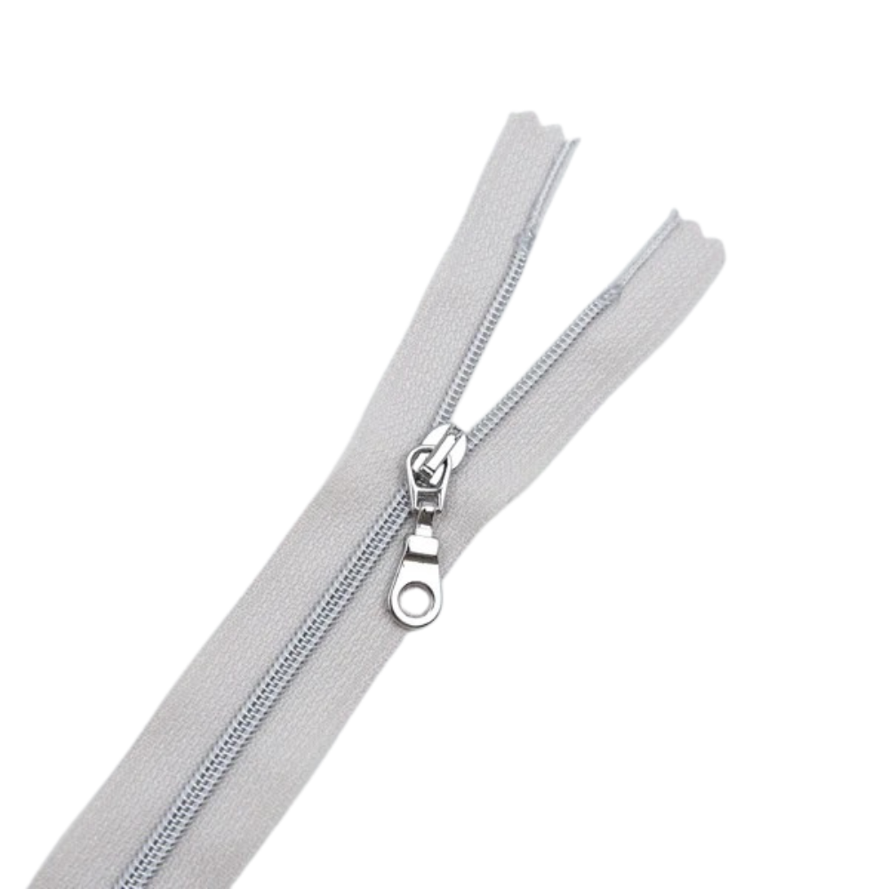 Premium Reißverschluss -50cm - schmal in Creme de la Creme (Silber)