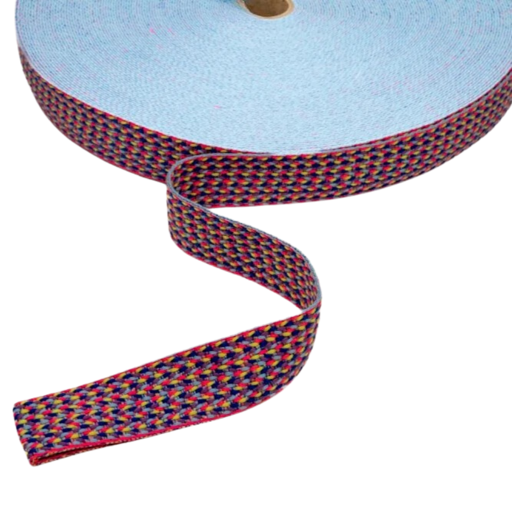 Gurtband 40mm Herringbone in Himmelblau - Neon Pink - Gelb - Blau - Violett