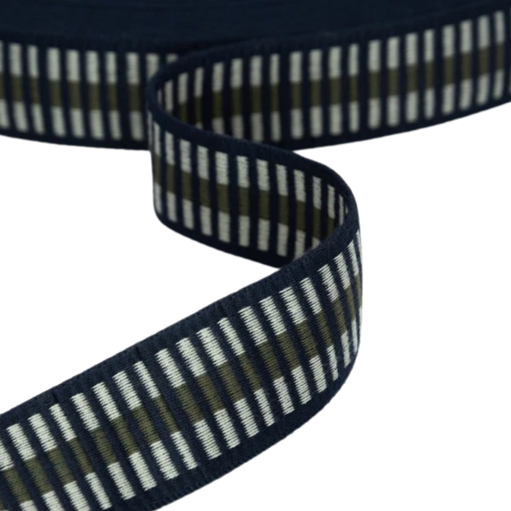 Gurtband Premium Streifen 40mm - Navy mit Streifen in Forest Night