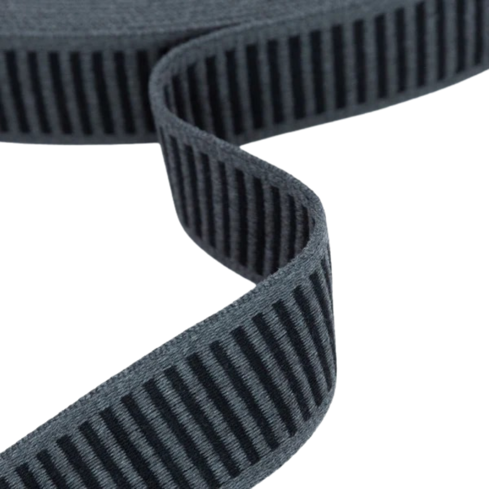 Gurtband Premium Streifen 40mm - Grau mit Schwarzen Streifen