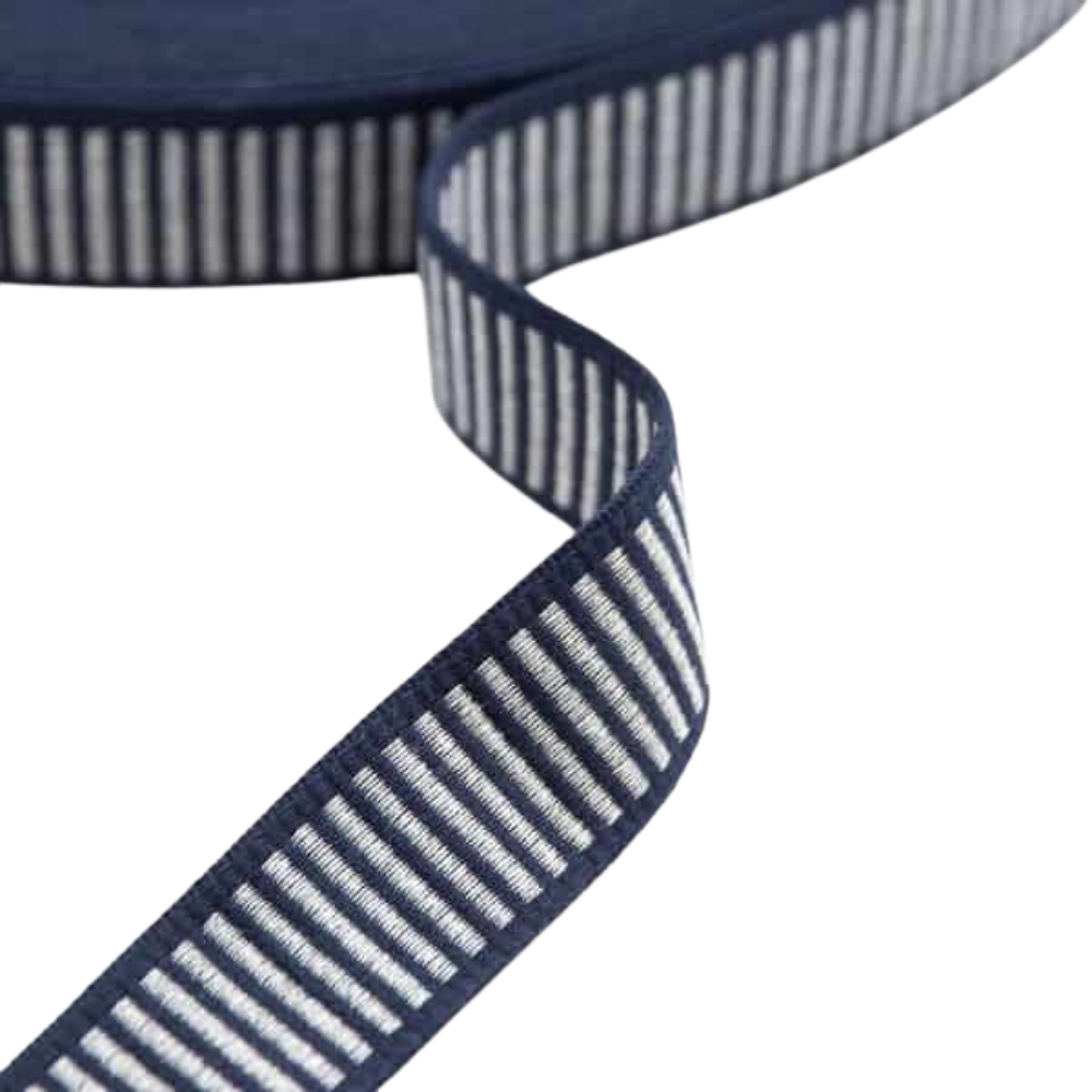 Gurtband Premium Streifen 40mm in Navy/Silber