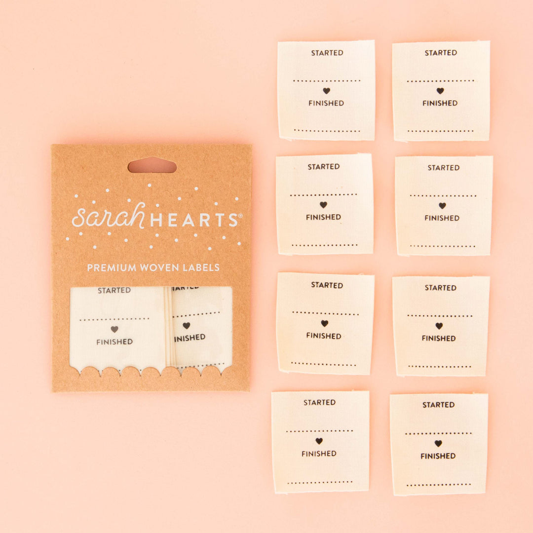 Webetiketten von Sarah Hearts: Started Finished