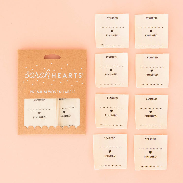 Webetiketten von Sarah Hearts: Started Finished