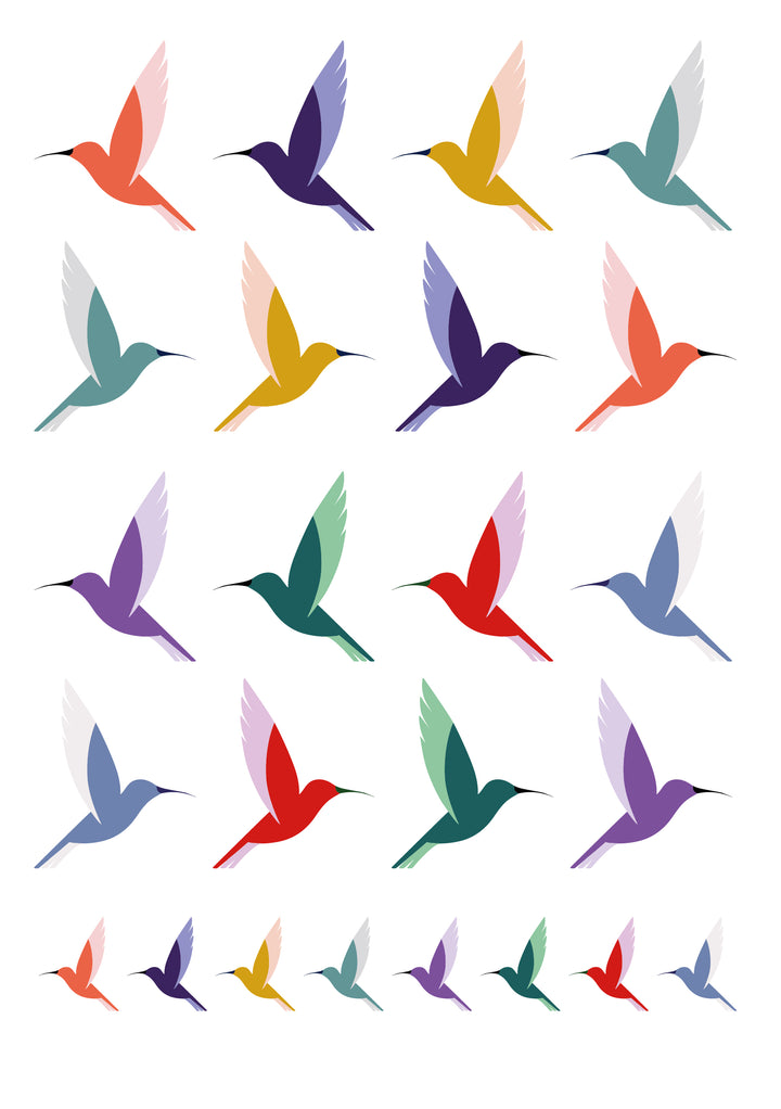 Rub on Aufkleber - A5 Bogen - Design "Kolibri"
