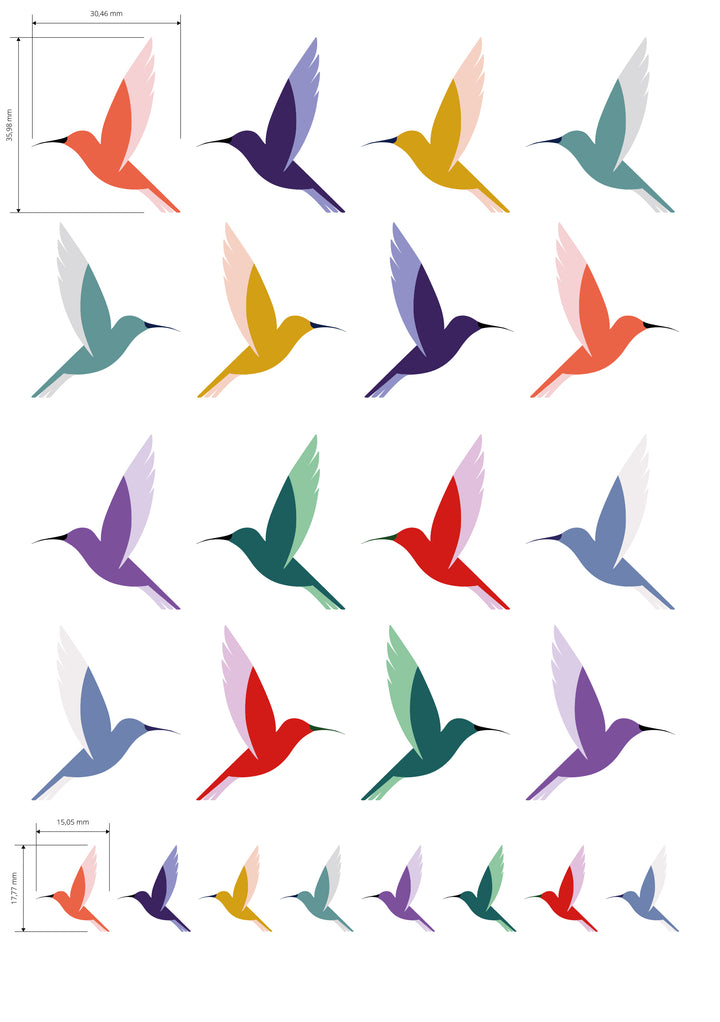 Rub on Aufkleber - A5 Bogen - Design "Kolibri"