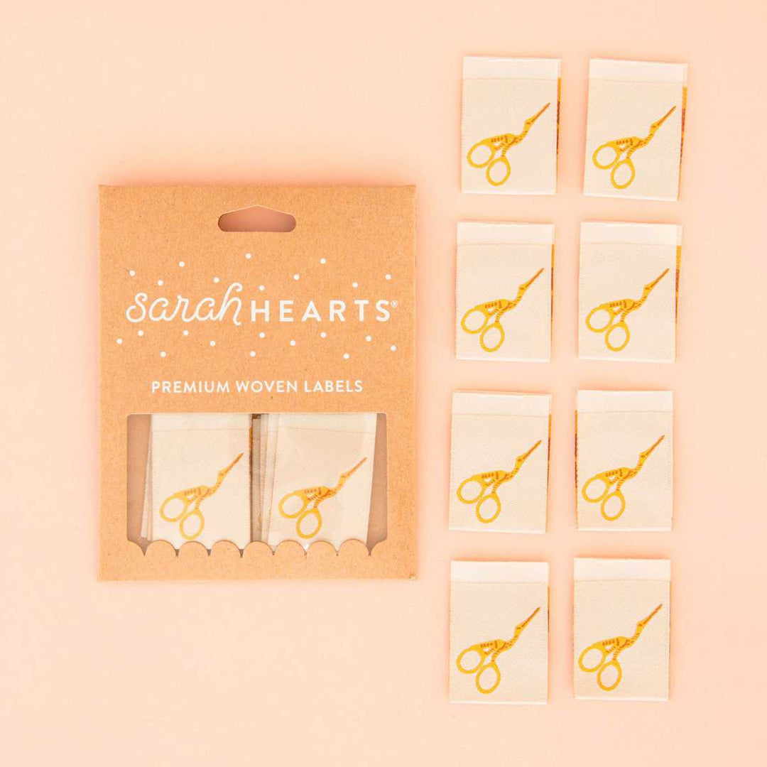 Webetiketten von Sarah Hearts: Stork Scissors (8 Stück)