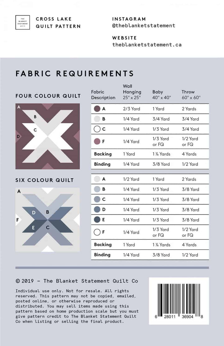 Quilt-Schnittmuster "Cross Lake" (englisch)