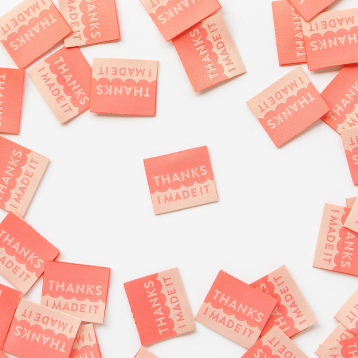 Webetiketten von Sarah Hearts: Thanks I Made It Coral (8 Stück)