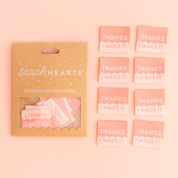 Webetiketten von Sarah Hearts: Thanks I Made It Coral (8 Stück)