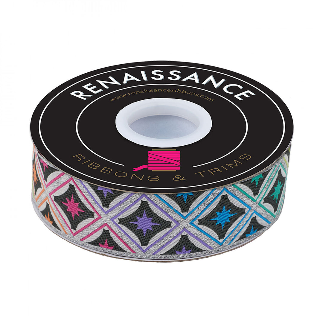 Webband Tula Pink für Renaissance Ribbons "Stargazer" in Metallic Storm